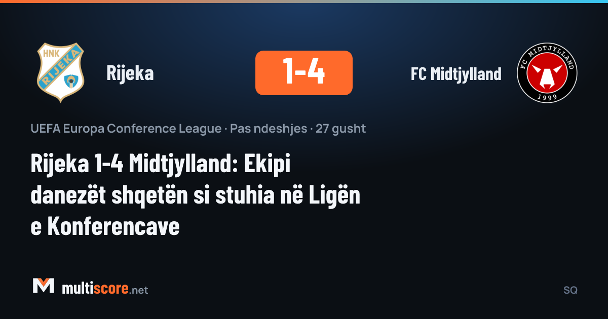 Rijeka ve Midtjylland oyuncuları mücadele ederken