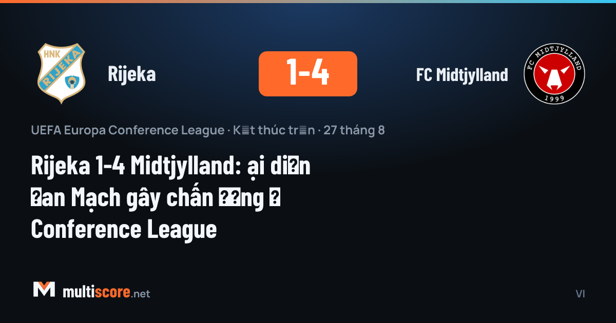 Rijeka ve Midtjylland oyuncuları mücadele ederken