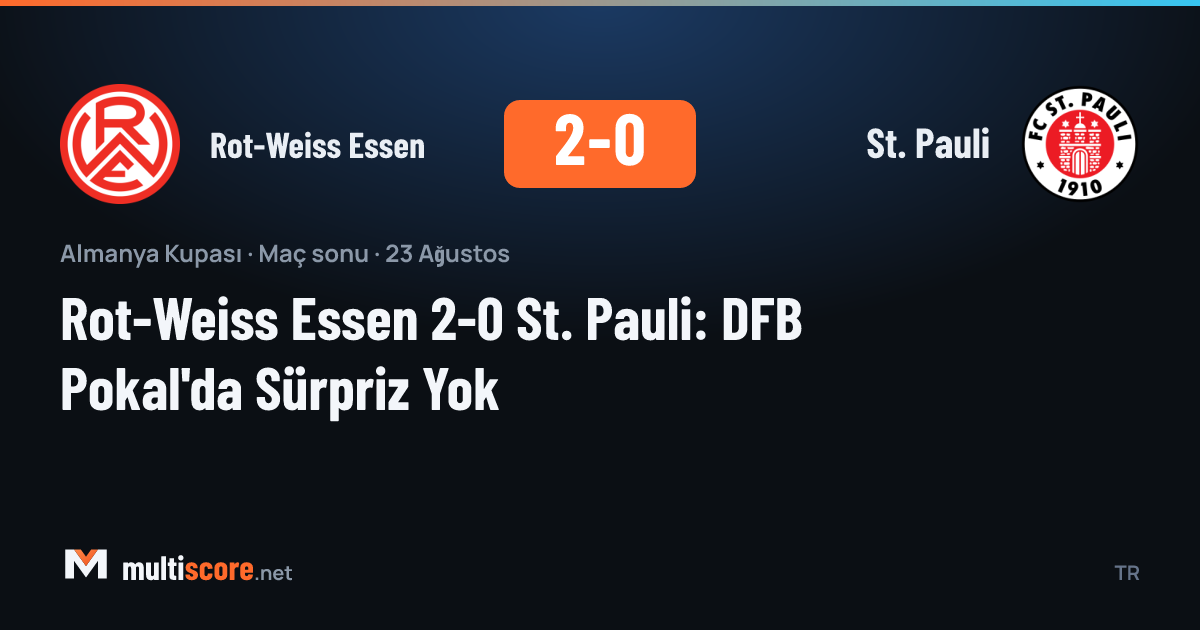 Rot-Weiss Essen ve St. Pauli oyuncularının DFB Pokal maçından bir görüntü