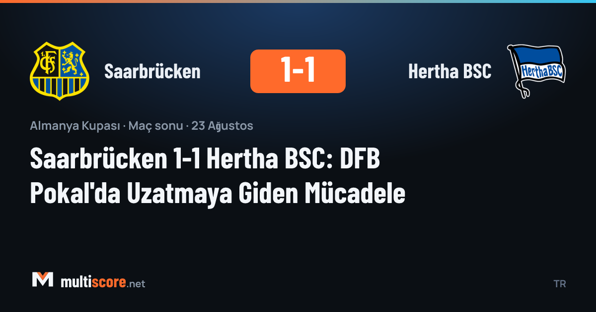 Saarbrücken ve Hertha BSC oyuncuları DFB Pokal maçında mücadele ediyor