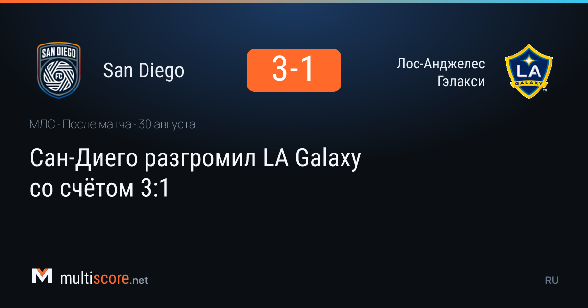 San Diego LA Galaxy karşısında 3-1 kazandı