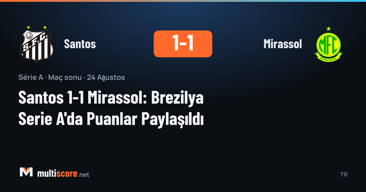 Santos ve Mirassol oyuncuları top için mücadele ediyor