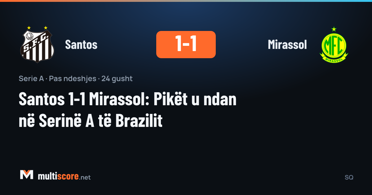 Santos ve Mirassol oyuncuları top için mücadele ediyor