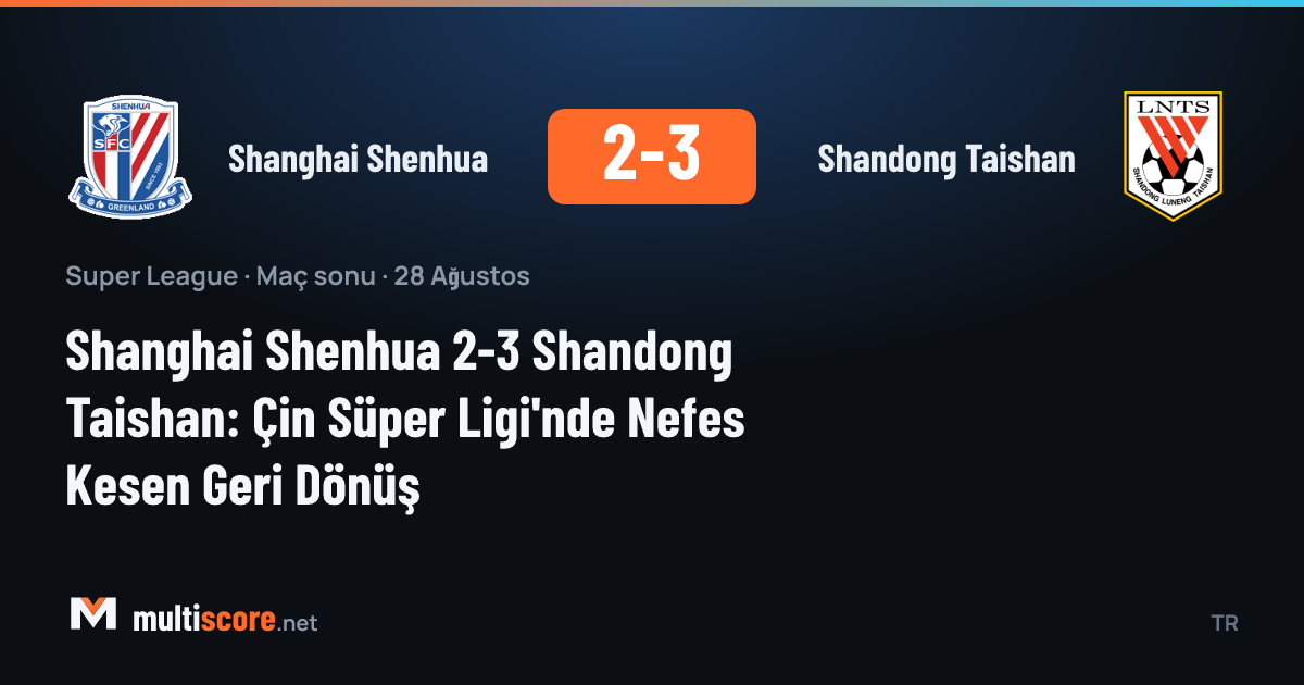 Shanghai Shenhua ve Shandong Taishan arasında oynanan Çin Süper Ligi maçından bir kare