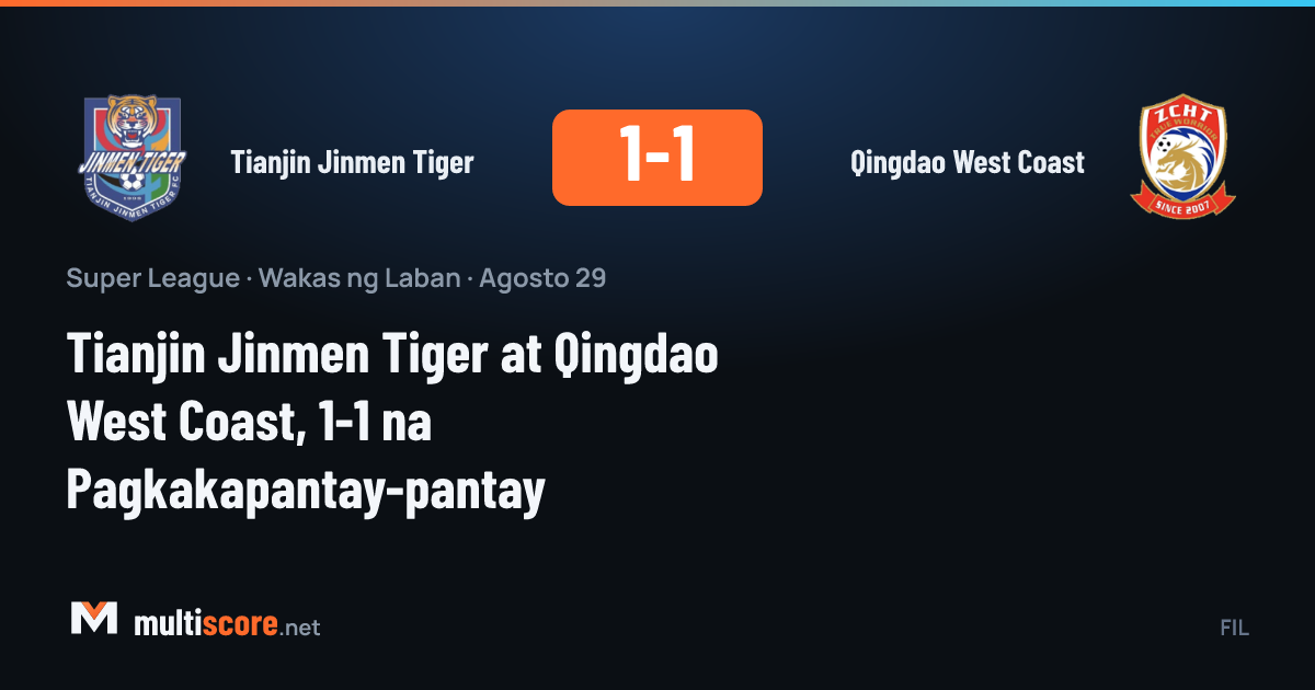 Tianjin Jinmen Tiger - Qingdao West Coast maçı