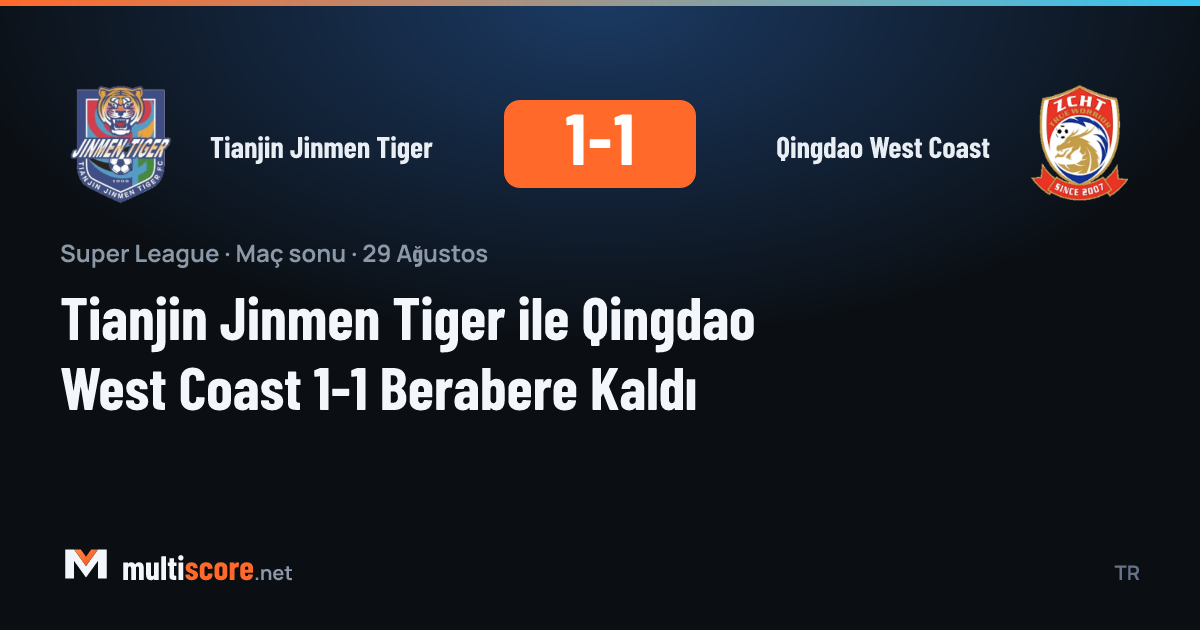 Tianjin Jinmen Tiger - Qingdao West Coast maçı