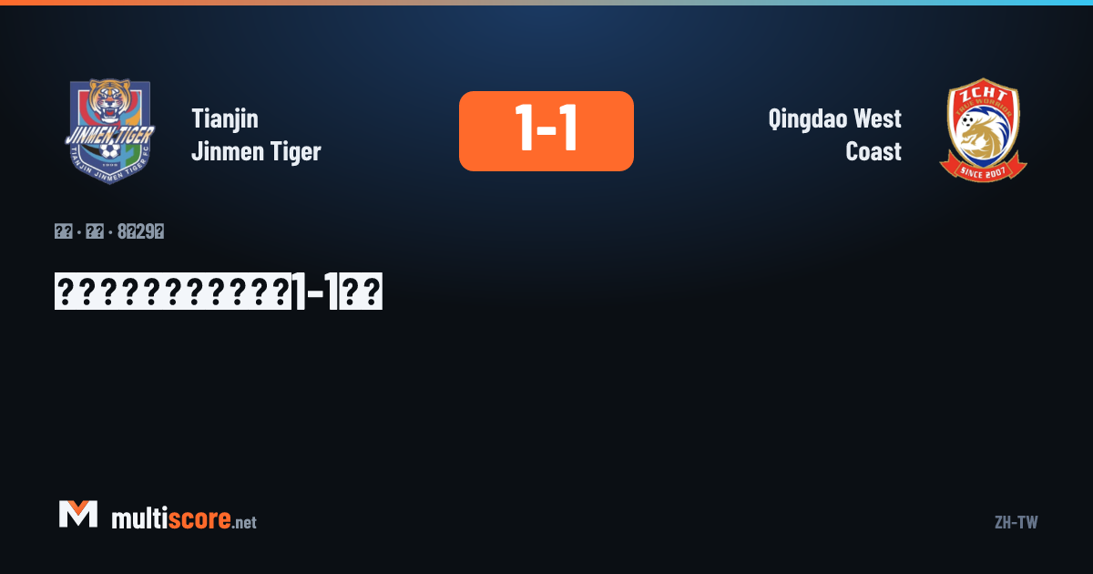 Tianjin Jinmen Tiger - Qingdao West Coast maçı