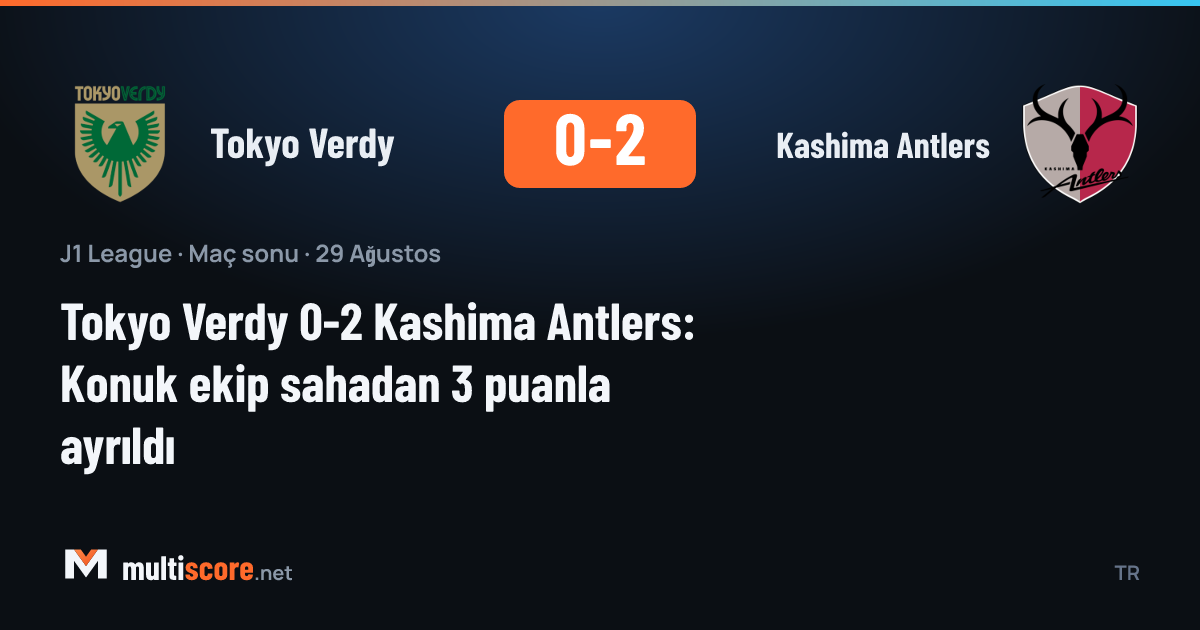 J1 League'de Tokyo Verdy ile Kashima Antlers arasında oynanan maçın görüntüsü
