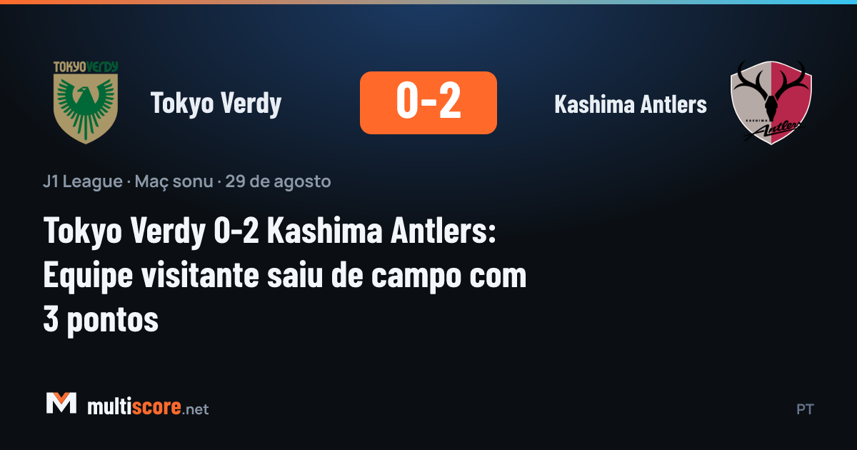 J1 League'de Tokyo Verdy ile Kashima Antlers arasında oynanan maçın görüntüsü