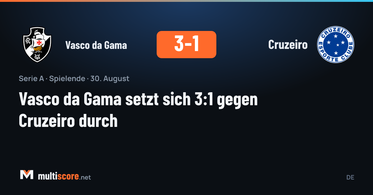 Vasco da Gama 3-1 Cruzeiro Serie A maçı
