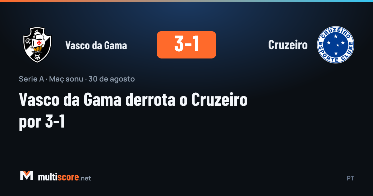 Vasco da Gama 3-1 Cruzeiro Serie A maçı