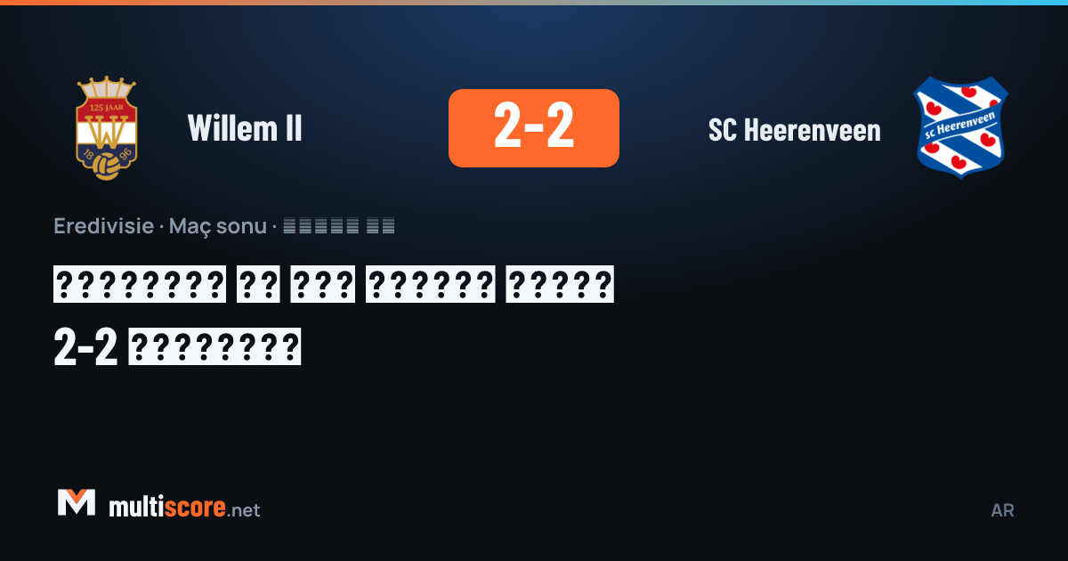 Willem II - SC Heerenveen maçından 2-2'lik beraberlik