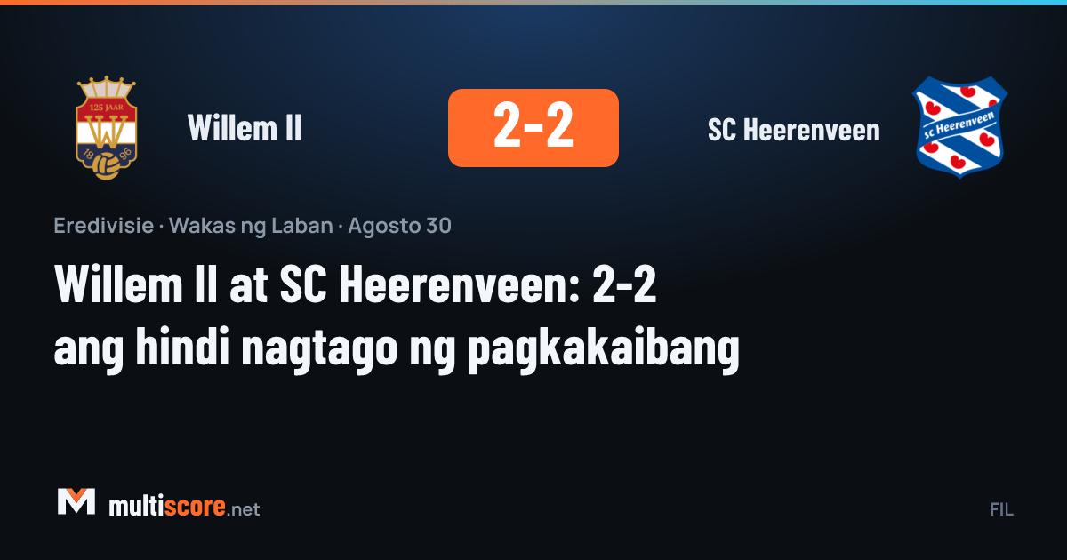 Willem II - SC Heerenveen maçından 2-2'lik beraberlik