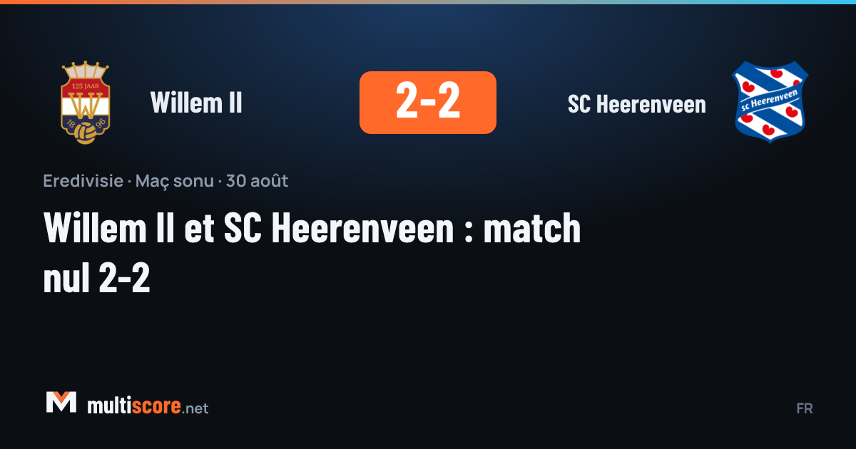 Willem II - SC Heerenveen maçından 2-2'lik beraberlik