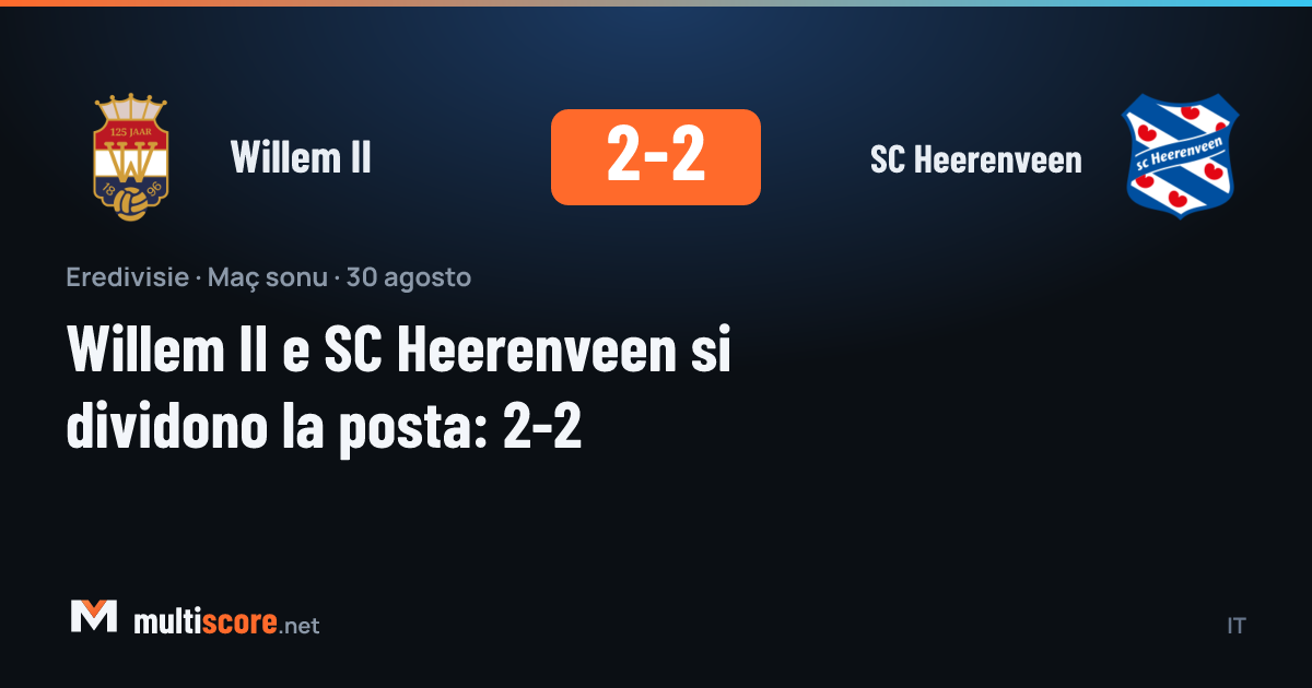 Willem II - SC Heerenveen maçından 2-2'lik beraberlik