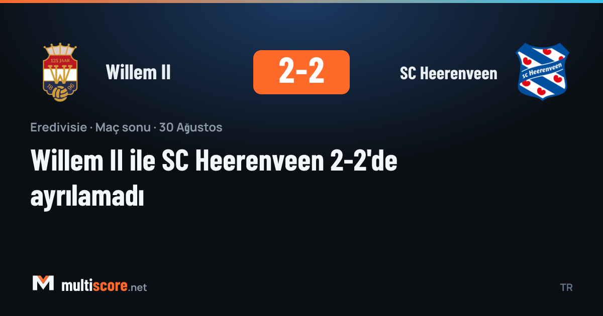 Willem II - SC Heerenveen maçından 2-2'lik beraberlik