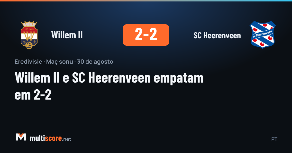 Willem II - SC Heerenveen maçından 2-2'lik beraberlik