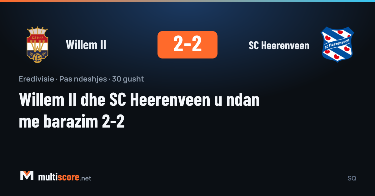 Willem II - SC Heerenveen maçından 2-2'lik beraberlik