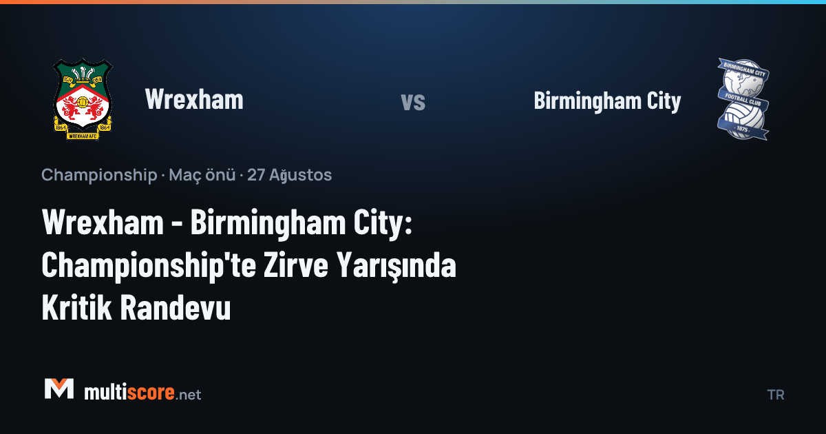 Wrexham ve Birmingham City oyuncuları Championship maçı öncesi sahada