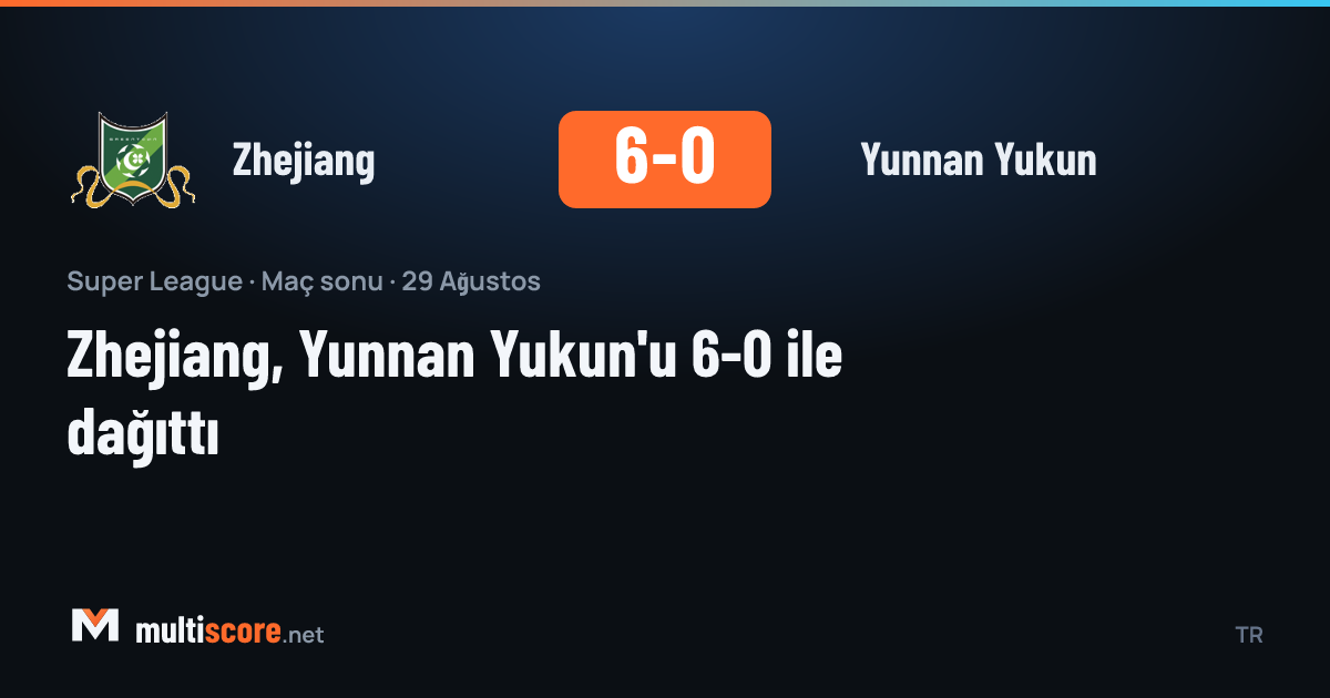 Zhejiang'ın Yunnan Yukun'u 6-0 yendiği Super League maçından bir görünüm